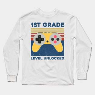 Kids 1st Grade Level Unlocked Back To School Video Gamer Long Sleeve T-Shirt